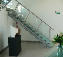 straight glass stairs